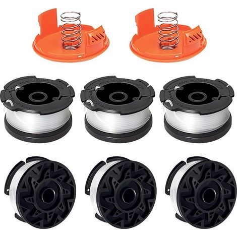 Bobine de fil de coupe compatible avec Black+Decker A6481 A6485 AF-100 AF-100-3ZP, convient pour ST5530-GB GLC3630L20-GB STC1820PC-GB BESTA530-GB BESTA525-GB (6 bobines + 2 couvercles + 2 ressorts) (1/5)
