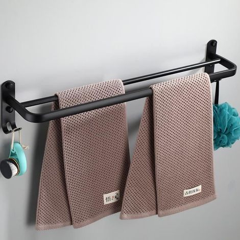 TEMPSA Porte-serviettes Double Barres Support Mural - Espace aluminium - 60x11.5x11cm (1/4)