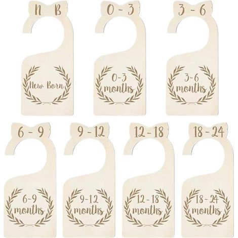 Divisori per armadio per bambini, divisori in legno per armadio, separatori per guardaroba per vestiti di bambini da 0 a 24 mesi, 7 pezzi (1/5)