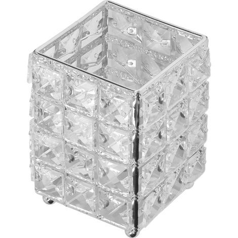 Porte-pinceaux de maquillage style européen, pot de rangement pour maquillage, idéal pour la salle de bain, la chambre ou le bureau, couleur argent. (1/5)