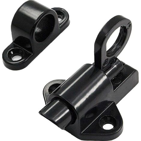 2 Pièces Loquet de Porte,Loquet à Ressort,Boulon Porte Loquet,Avec 4 Vis,Adapté aux Portes et Fenêtres, Portes en Bois,Portes de Toilettes, Armoires, Penderies,Noir (1/5)