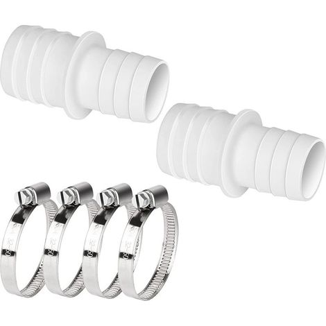 Lot de 2 raccords de tuyau de piscine 32 mm à 38 mm de diamètre avec colliers de serrage – Adaptateur tuyau piscine 2 douilles doubles (1/5)