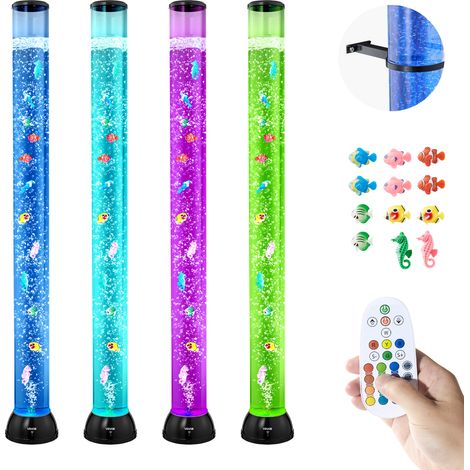 VEVOR Lampe a Bulles avec 10 Poissons Flottants, 1,2 m, 16 Effets Lumieres Changeantes de Couleur, Telecommande, Lumiere Apaisante, Lampe Ambiance pour Chambre a Coucher, Salon, Decoration Interieure (1/5)
