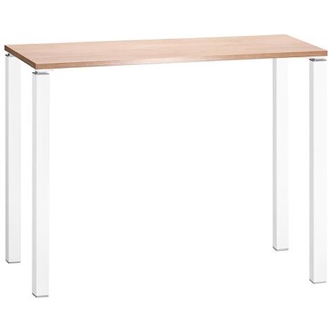 Table haute 140 x 60 cm chêne clair Exprim pieds blanc - Maxiburo (1/4)