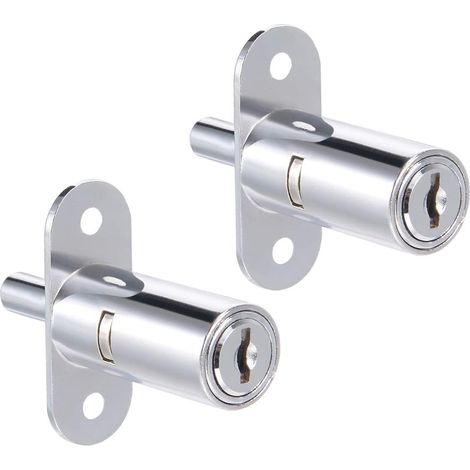 Tiroir Bureau Penderie Cabinet Pousser Piston Verrouillage 3/4" Cylindre Diamètre 1-1/2" Cylindre Longueur Zinc Alliage Chrome Finition, Clé Différente 2Pcs (1/5)