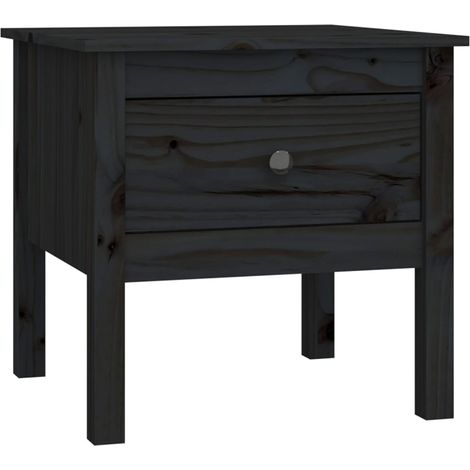 Table d'appoint Noir 50x50x49 cm Bois massif de pin
