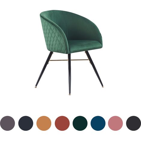 Single Vittorio Modern Velvet Dining Chair - Ergonomic Curved back with Metal Legs - Armchair for Dining Room Kitchen Living Room - Green (1/5)