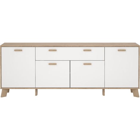 Ikast Sideboard 4 Türen, 1 Schublade Eichen-Dekor, weiß.