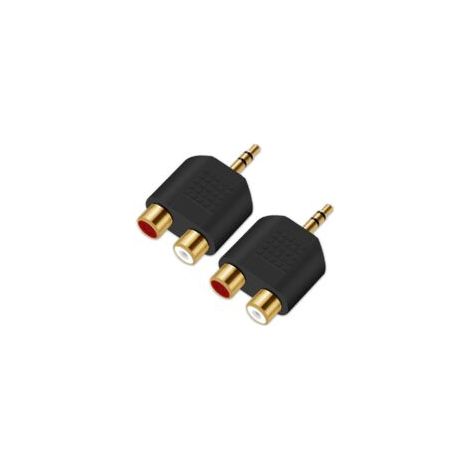Adaptateur répartiteur 3,5 mm vers RCA plaqué or 3,5 mm mâle stéréo vers 2 RCA femelle jack Y Plug Audio Converter (lot de 2)