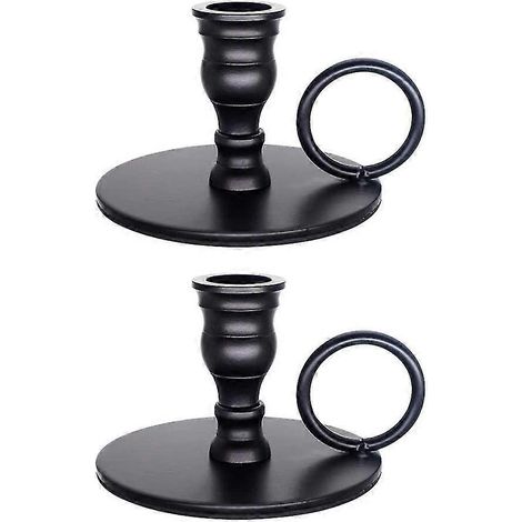 2 Stück tragbare mattschwarze Kerzenhalter, Kerzenhalter aus Metall, für Hochzeit, Geburtstag, Esszimmer, Bar (1/5)