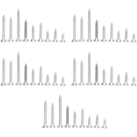 45 vis autotaraudeuses en acier inoxydable 304, tête fraisée cruciforme M6, longueurs multiples (1/5)