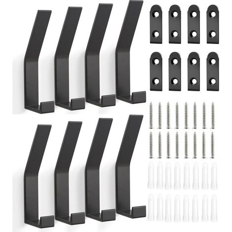 Crochet Mural Simple Crochet 8PCS Crochet Mural à Vis Crochets pour Aluminium Noir Crochets pour Suspension Crochets de Suspension (1/5)