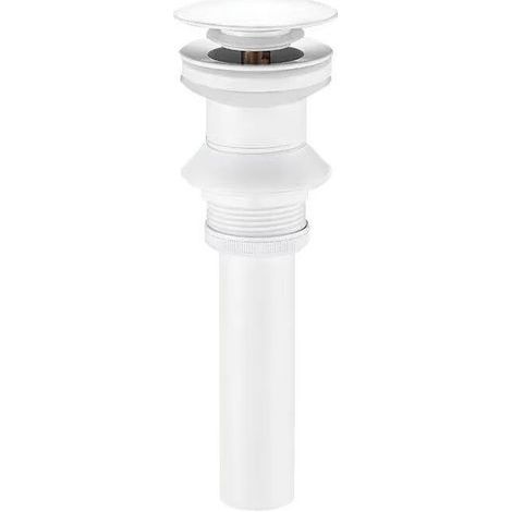 Bonde de vidange blanche à clapet avec trop-plein, bouchon de vidange à clapet pour plan de toilette, bouchon de vidange à clapet en laiton blanc, bouchon de vidange à bouton-poussoir avec panier (1/5)