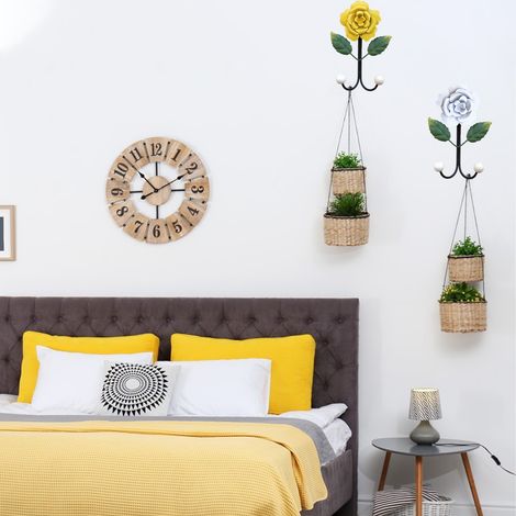 Crochet double en fer forgé en forme de rose, petit crochet de porte, sans perforation, pour salle de bain, cuisine ou porche. Décoration sans perçage. (1/5)