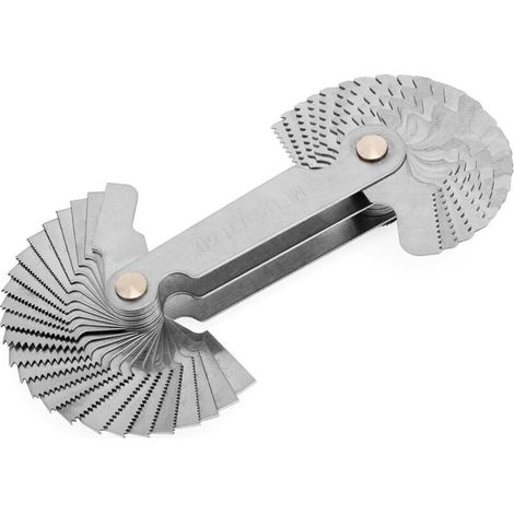 Calibrador de roscas de acero inoxidable con rosca métrica, herramienta de medición, rosca Whitworth de 55 grados y rosca métrica de 60 grados. (1/5)