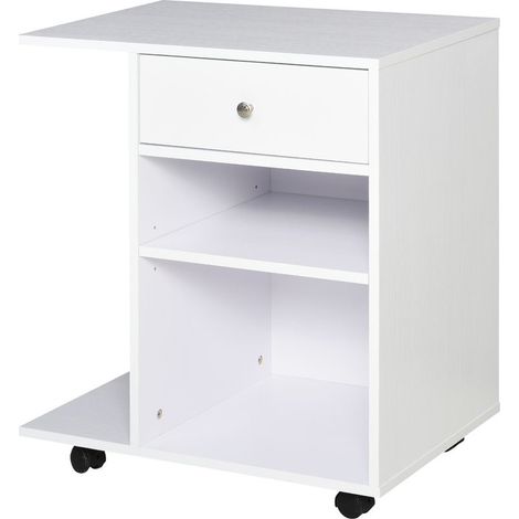 Furniture for printed in wood with 4 casters, shelf adjustable and tray for unit center, white (1/5)