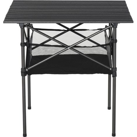 Table camping aluminium pliante 70x70x69cm avec poche filet