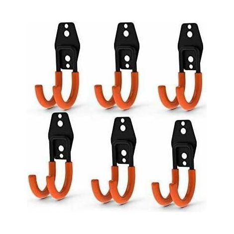 Steel Utility Storage Garage Double Hooks, Heavy Duty for Organizing Power Tools, Small J Hooks (1/4)
