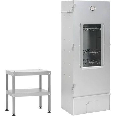 BBQ Oven Smoker with Table Galvanised Steel vidaXL