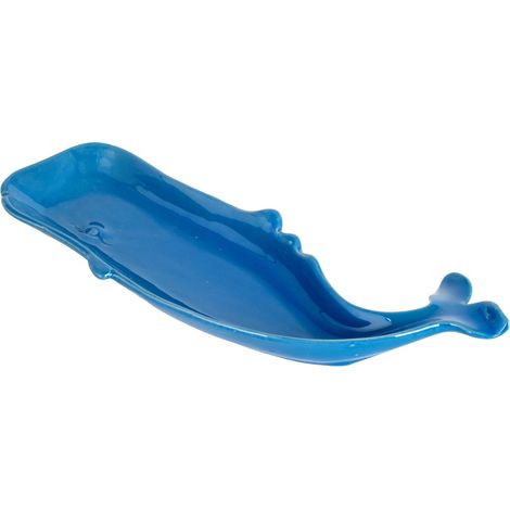 Piatto in ceramica blu a forma di balena - Decorazione originale per la casa