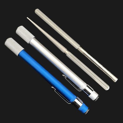 Affûteur de couteaux portatif diamanté transfrontalier, pierre à aiguiser, lime à hameçons, à une ou deux têtes (une bleue et une argentée), type stylo (une bleue et une argentée). (1/5)