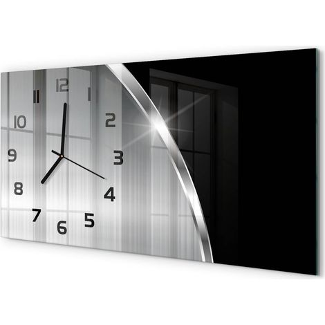 Horloge Murale Panoramique 60x30 cm en Verre Trempé Silencieuse Design Moderne Abstraction métallique (1/5)