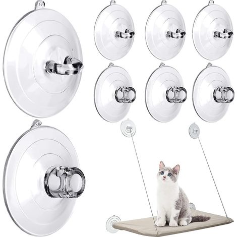 fentre En Verre Chat Nid Hamac Ventouse 2 Styles 8 Trous Cruciformes Anneaux Aspiration Forte Transparent (1/5)