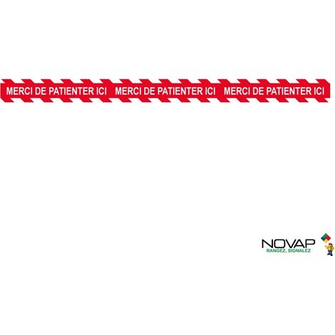 Bande Merci de patientez ici - Rouge/Blanc - spécial sol - 1000x70 mm - 4007762