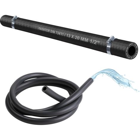 Tuyau Radiateur EPDM 13x20mm - 1 Mètre - Renforcé Tissu - Résistant Chaud Froid - Auto Moto - Avec 2 Serre-joints (1/2)
