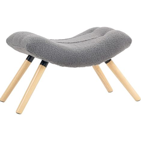 Pouf poggiapiedi in tessuto effetto montone, 67 x 45 x 38 cm, grigio scuro DESVIAE (1/5)