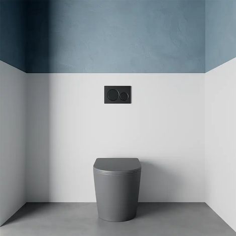 Vaso Filomuro Rimless in Ceramica Grigio Opaco con Sedile Soft-close Mod. Vienna (1/4)