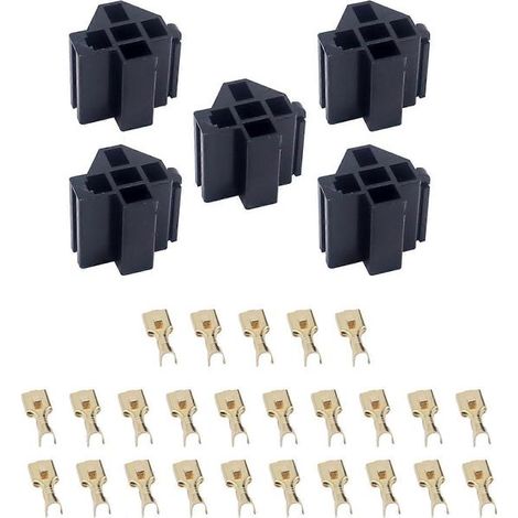 Connecteur de relais 5 broches 12 V 30 A/40 A avec bornes de 6,3 mm (lot de 5), kit de douilles de relais électriques automobiles universel pour voitures et camions. (1/5)
