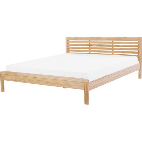 Cama de madera clara 180 x 200 cm cabecero de listones Carnac
