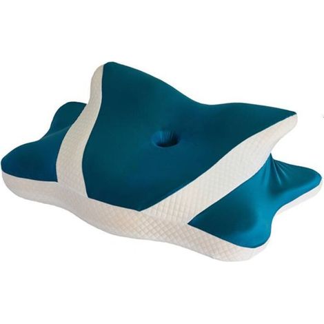 Oreiller cervical ergonomique 2-en-1 en mousse à mémoire de forme – 60 x 40 x 14 cm, vert, pour dormir sur le côté ou le dos