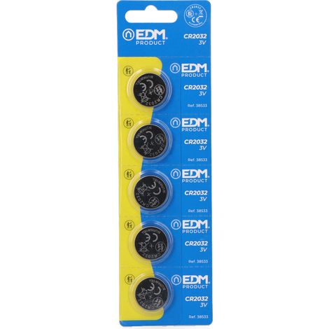 Pile Cr2032 Lithium Longue Durée, 3v, Lot De 5 - Edm