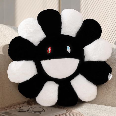Coussin en peluche tournesol avec visage souriant - Coussin fleuri mignon et tapis de sol de 40 cm, coussins décoratifs doux pour chambre, canapé, voiture, dortoir