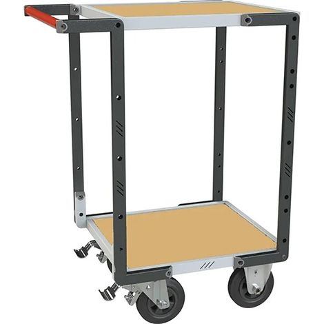 Servante atelier 2 plateaux médium 550x495mm - 1 poignée - 400kg - Roues caoutchouc Ø160mm - 884720231 (1/3)