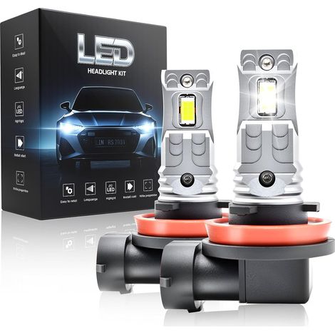 H11 LED, 6500K H8 H9 H16, H11 LED Car Headlight Bulb, 1:1 Halogen Size, IP68, 90000+ Hours of Life, Plug-N-Play, 2 Pieces (1/5)