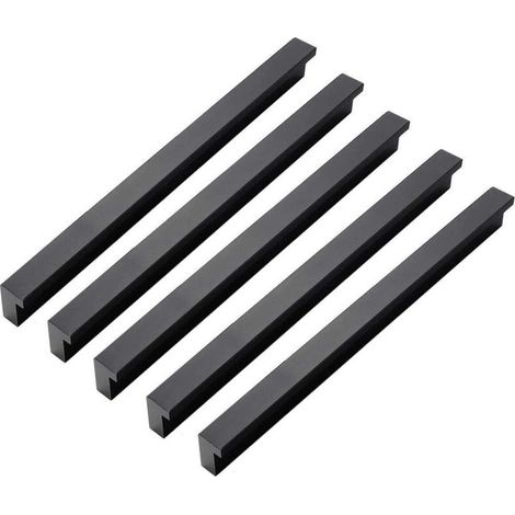 10pcs Modern Black Aluminum Alloy Furniture Drawer Door Knobs, 192mm Hole Center (1/5)