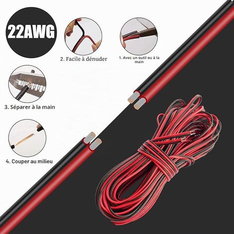 Flexible Electric Cable, 2 Conductor Electric Wire  Red Black Car Wire for LED Strip Lamp Strip and Wiring Extension (1/4)