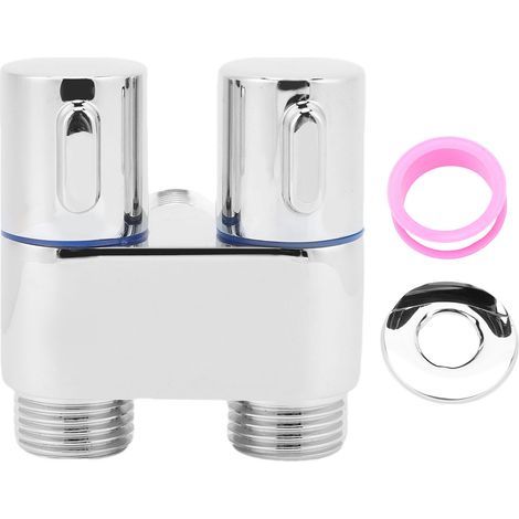 Vanne d'angle 1 en 2 sorties G1/2, filetage mâle, Double contrôle en métal pour salle de bains, toilettes, Bidet, balcon galvanisé (1/5)