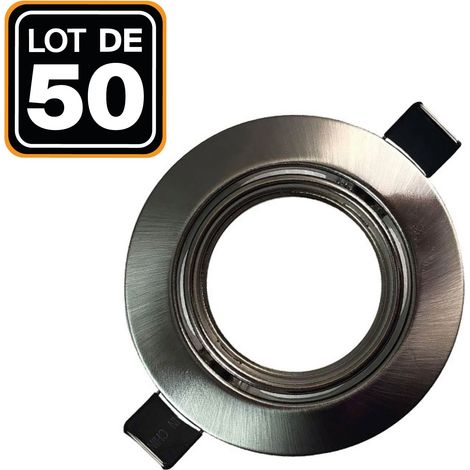Europalamp – Lot de 50 collerettes orientables pour spots LED – Support encastrable en inox – Diamètre 90mm – Perçage 65mm pour ampoule facile à changer (1/6)