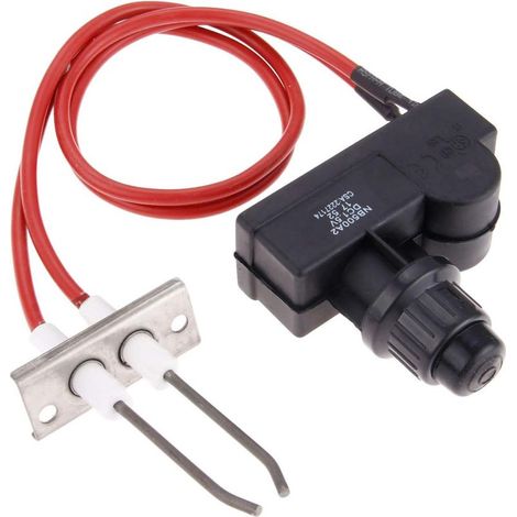 Kit d'allumage double allumeur électronique, allumeur de grill générateur d'étincelle avec électrode d'allumage double, fils de bougie d'allumage de 450 mm pour grill, chauffage et poêle d'équipement (1/5)