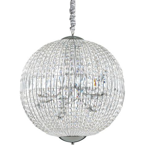 Sospensione Moderna Luxor Metallo-Cristallo Cromo 12 Luci G9 3W 3000K Luce Calda (1/3)