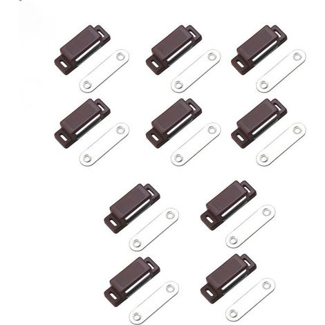 Lot 10 loqueteaux magnétiques fixation facile 4kg – Aimants portes placards, et durable, brun puissants (1/5)