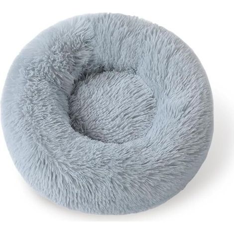 Panier Chat Moelleux Rond - Coussin Anti Stress Apaisant en Peluche,Donut Lit Confortable Lavable pour Chat Chien (40cm, Gris (1/4)