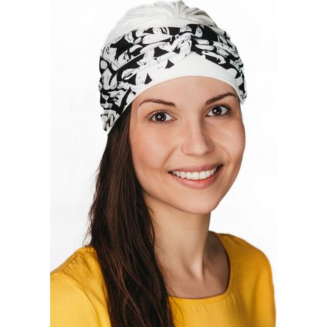 Turbante de primavera para mujer Lena ecru-431, bufanda suave, también para después de la quimioterapia. (1/5)