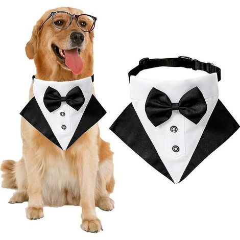Formel Chien Smoking Bandana Chien De Mariage Bandana Collier De Chien Noeud Papillon Réglable Petit (1/4)