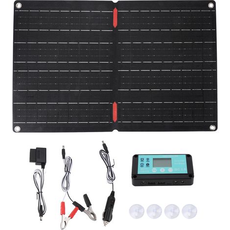 Panneau solaire pliable ETFE 60W 60A, contrôleur, fil de prise OBD, 12V, IP68, Kit de chargeur de voiture étanche