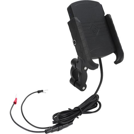 Support téléphone moto chargeur sans fil 2-en-1 15W QC3.0 USB rapide, guidon 12-24V, fixation étanche robuste (1/5)